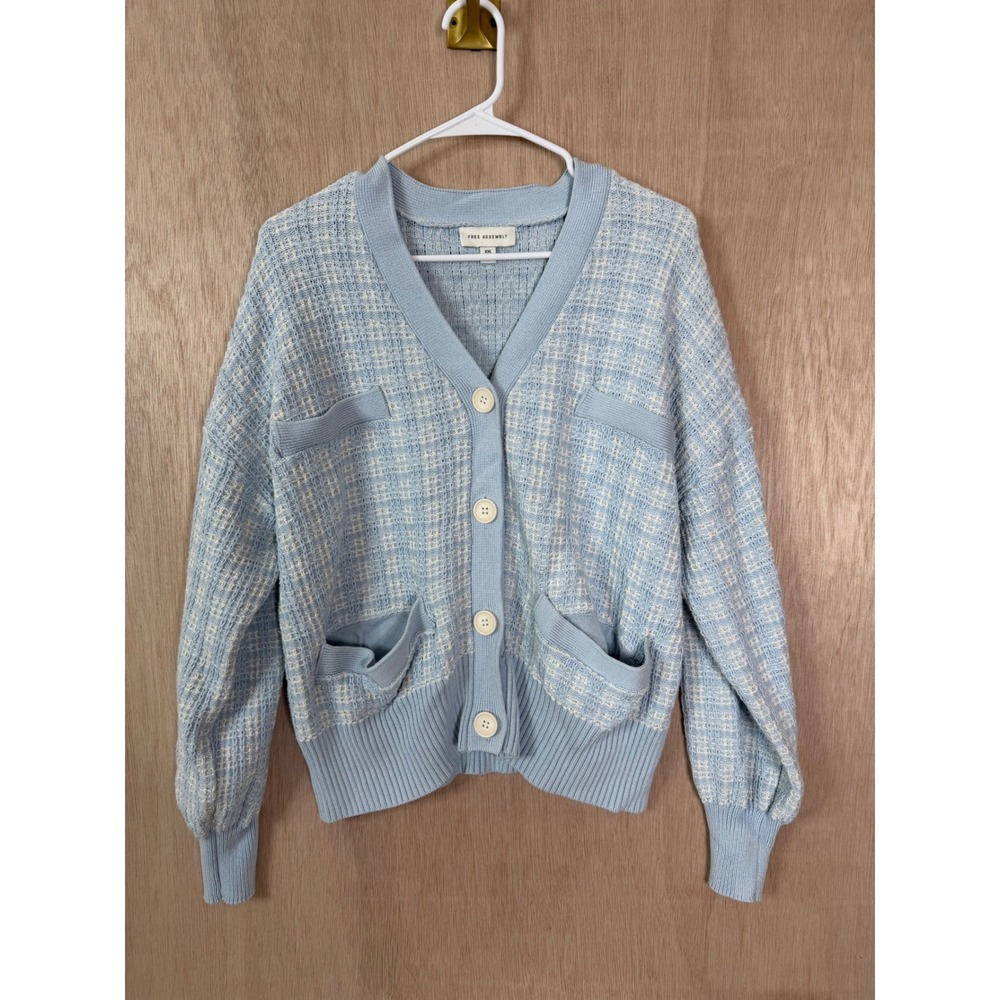 Free Assembly Womens Knitted Baby Blue Button Down Cardigan XXL Sweater